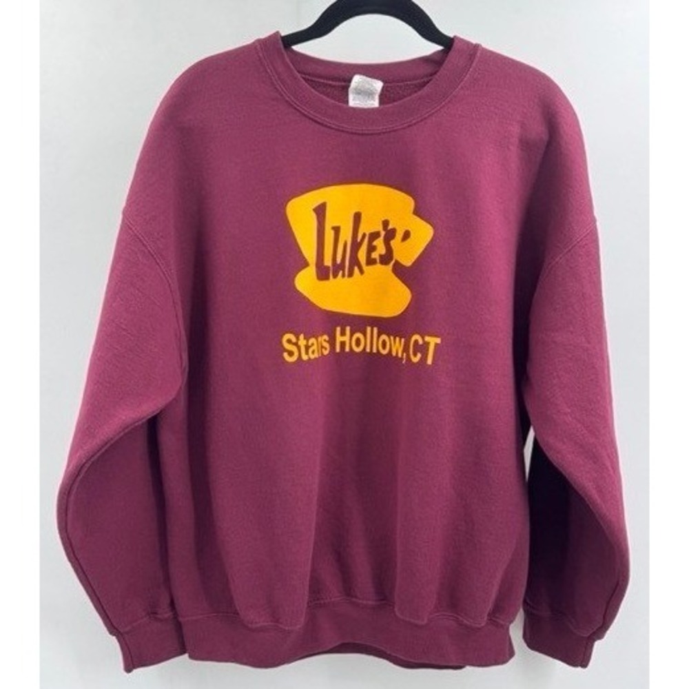 Gilmore Girls Maroon Lukes Diner Graphic Crewneck Sweatshirt XL Fleece Y2k
